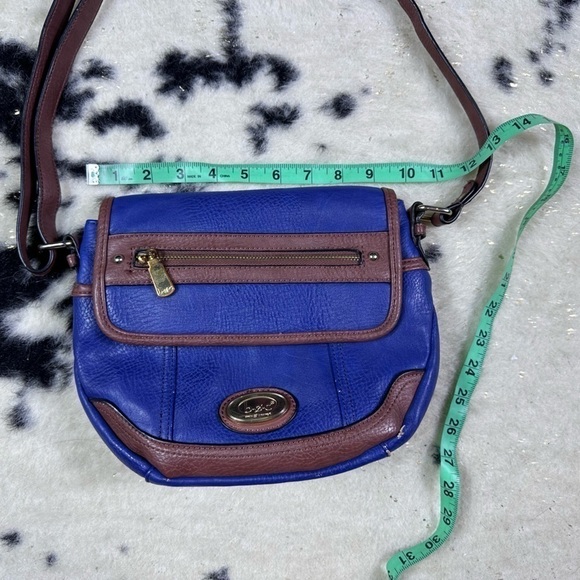 B.O.C Born Concept Women's Blue and Brown Leather Y2K Crossbody Satchel Purse - Picture 11 of 15